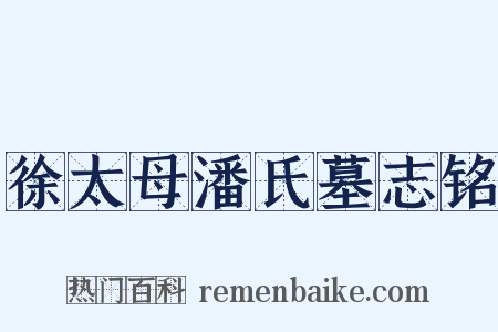 徐太母潘氏墓志铭是什么意思的图片